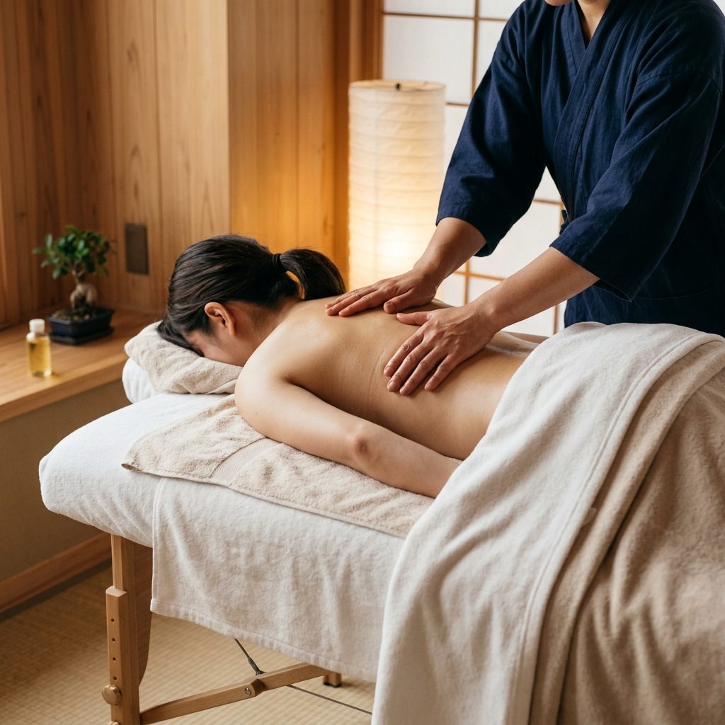 もみほぐし らくらくの施術の様子